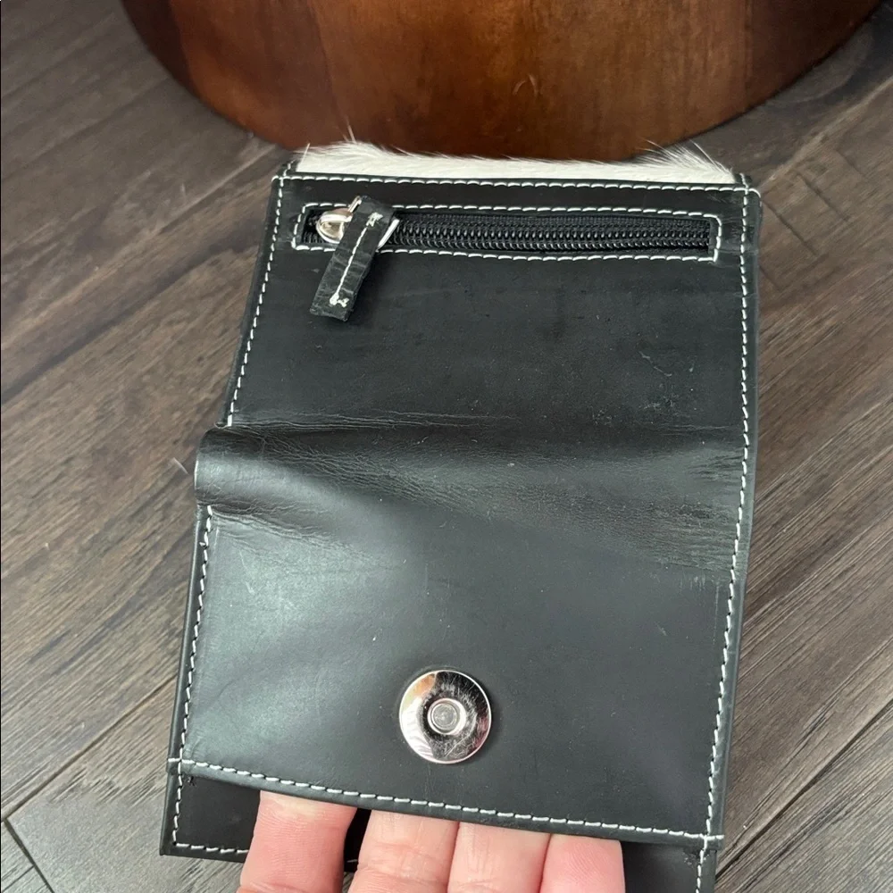 American Bison Hair on Hide,Genuine Leather,5 card,1 ID,bill,zip coin,,snap top